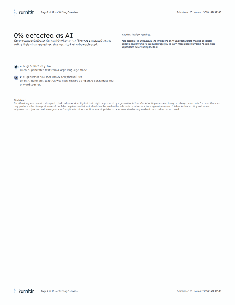 Detector de IA de Turnitin report